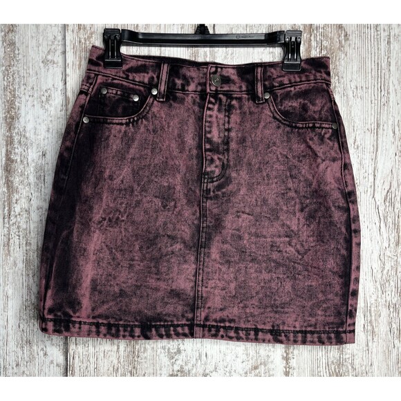 NWT Liquor N Poker Curve Cotton Pink Tie Dye Denim Skirt Size 8 NWT - Picture 1 of 9